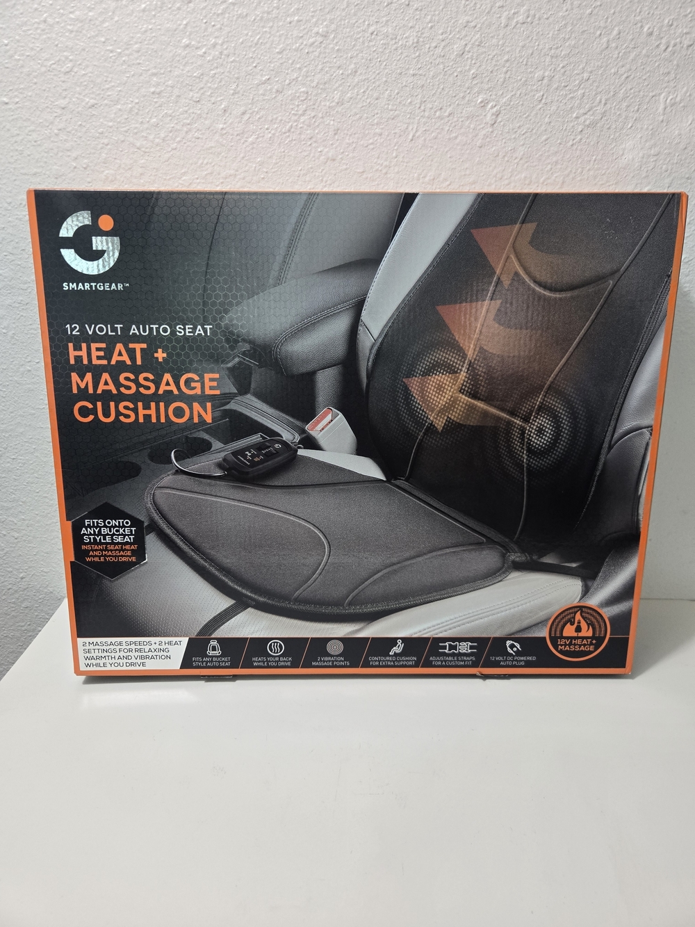 SmartGear Heat + Massage Car Seat Cushion - Black